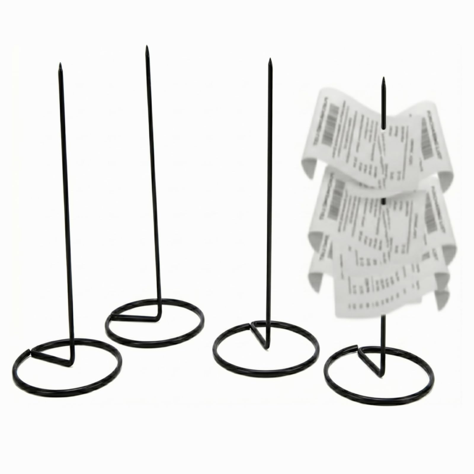 4Pcs Paper Memo Holder, Restaurant Spike,Receipt Spindle, Receipt Spike Metal Bill Holder,Receipt Spike,Paper Spike Receipt Holder, Silver Paper Memo Holder for Restaurant Kitchen Office Hotel