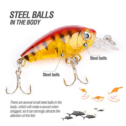 DONQL Angelköder Set Elritze Köder Kit Wobbler Crankbaits mit Haken Hard Popper Köder für Salzwasser Süßwasser Forellen… – Bild 6