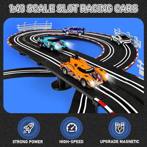 Electric Slot Car Race Track Sets Race Car Track Sets with 4 High