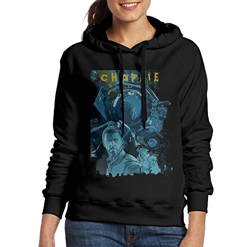 FUOCGH Women's Pullover Chappie Hooded Sweatshirt Black L