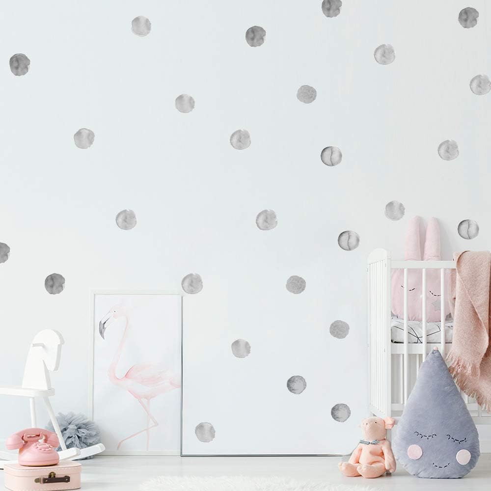 Watercolor Grey Polka Dot DIY Embellishments Wall Sticker Decal for Kid Girl Nursery Room Decortaion - Grey 36 Dots of 2.36in - Image 3