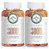 (2-Pack) Organic Hemp Chewy Bears - 3000MG - Active Joint & Muscle Relief, Better Sleep, Sweet & Sour, Infused with Colorado Grown Hemp, Rich in Omega 3-6-9 & Vitamin E, Non-GMO, Vegan.