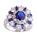 Psiroy 925 Sterling Silver Created Blue Sapphire Filled Cluster Flower Statement Ring Size 7