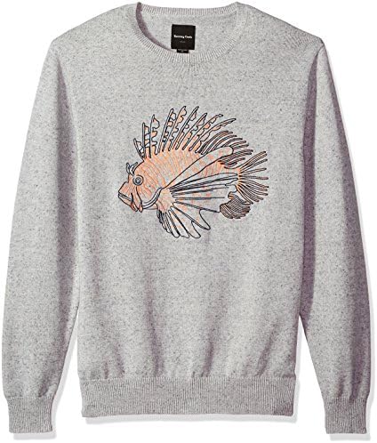 Barney Cools Men's Lion Fish Knit, Grey Melange, Medium