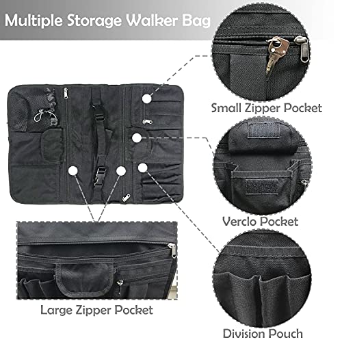 Double Sided Walker Tray Bag for Folding Standard Walkers Wheelchair