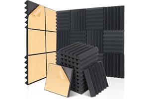 AUSLET 36 Pack Acoustic Foam Panels with Self-Adhesive 12" X 12" X 2" Wedges Sound Proof Foam Panels for Walls High Density Soundproof Wall Panels for Studio and Home
