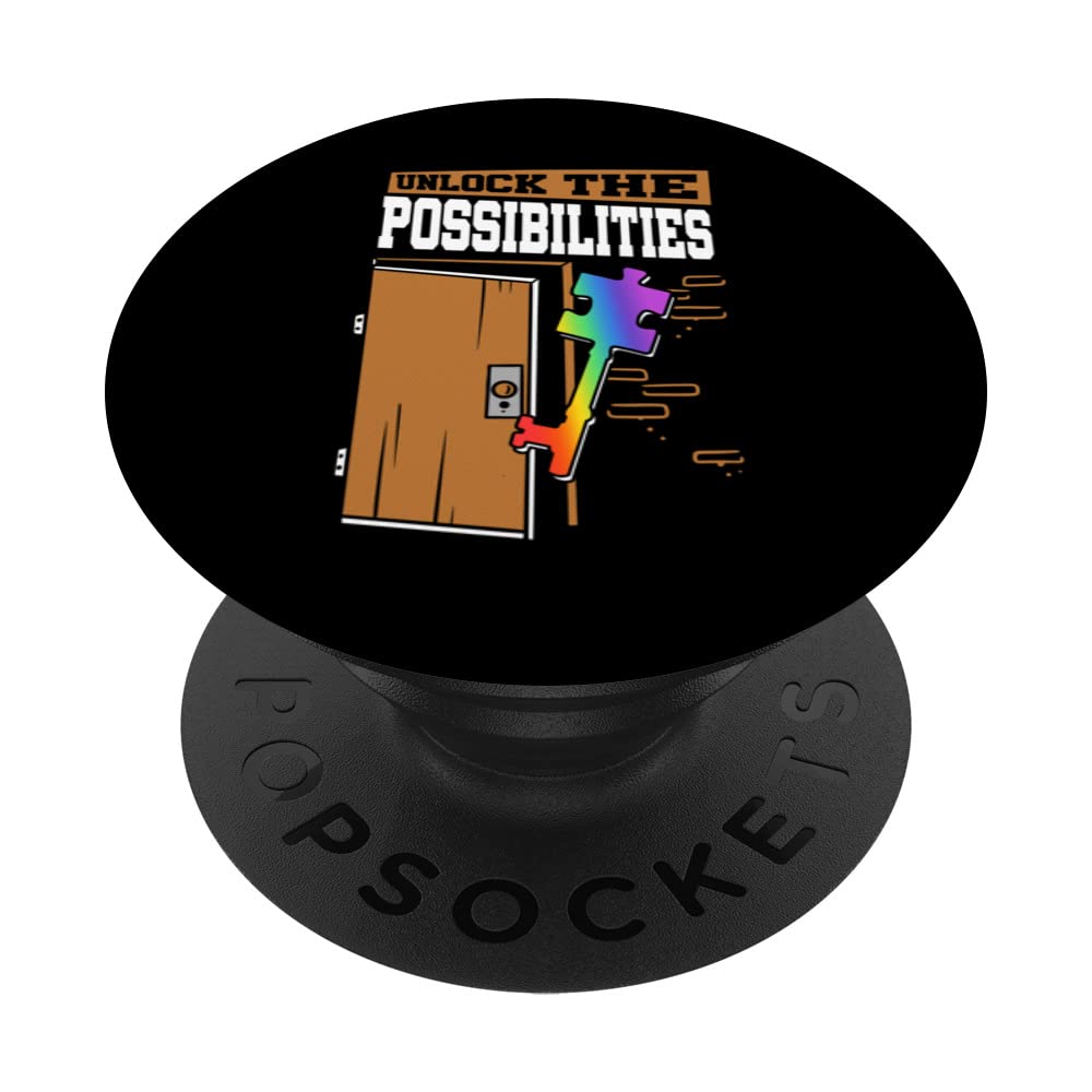 Unlock The Possibilities Puzzle Piece Key Autism Awareness PopSockets Swappable PopGrip