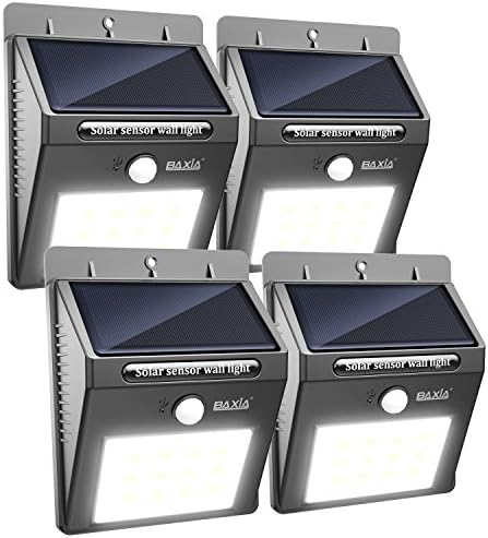 BAXIA TECHNOLOGY Solar Lights Outdoor, Wireless Waterproof Solar Motion Sensor Security Light for Garden,Yard,Fence,Pathyway,Outside Wall[12 Leds,4 Packs]