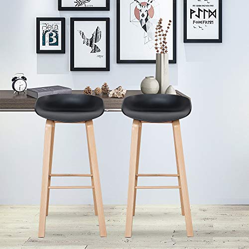 3327 2er Set Skandinavisches Design Barhocker Hochwertiger Barstuhl Retro Stuhl für Hausbar (75cm) (schwarz) – Bild 6