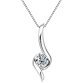 PROSTORY 1CT Moissanite Pendant Necklace for Women D Color VVS1 925 Sterling Silver Infinity Chain Necklace Gift for Her Wife Mom Birthday