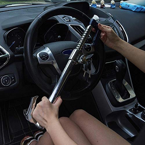 Fovolat Reliable Car Steering Wheel Lock Anti-Theft Clutch Lock Retractable Brake Lock for Car Safety