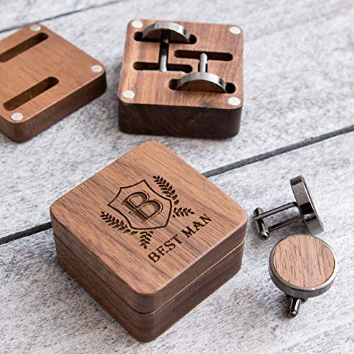 Engrave 'Best Man' Square Box & Gunmetal Cufflinks - Wedding Cuff links Party Favor