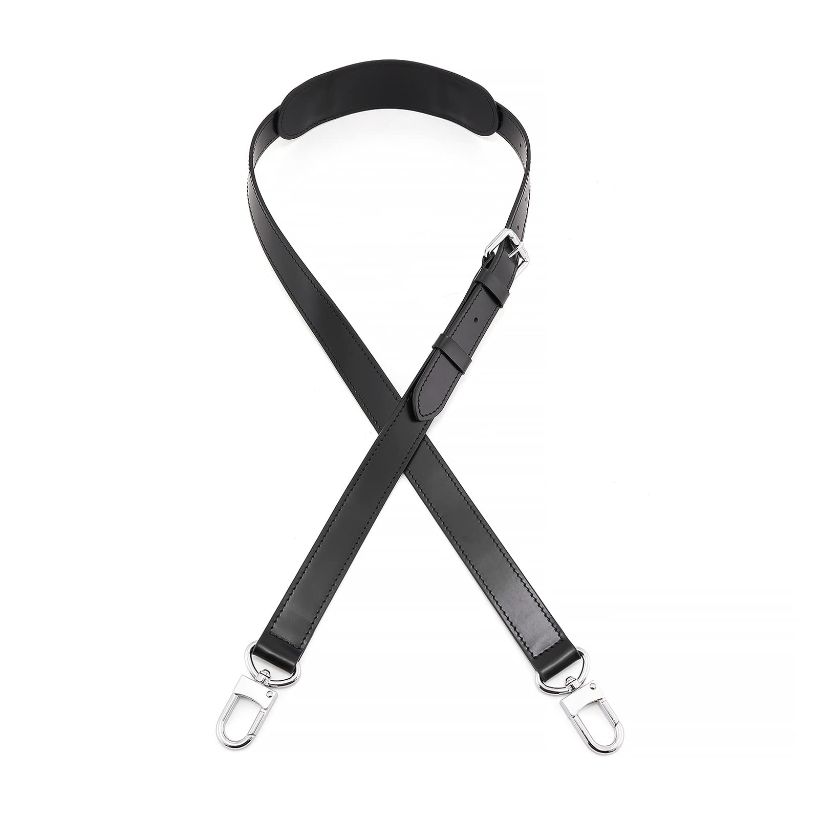 Senral Luggage Leather Strap 2.5cm Wide Solid Black Strap Replacement for Keep All 45 50 55 Speedy 40 — image 1