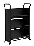 Book Cart, V-Shaped Metal Rolling Cart With 4