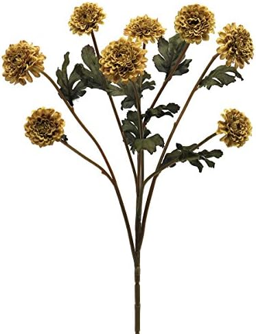 SILK MINI ZINNIA SPRAY WITH FAUX LEAVES GREEN/OLIVE/ASPARAGUS SET OF 2