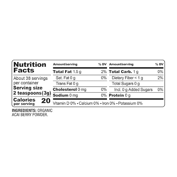 BAREORGANICS ACAI BERRY POWDER, SUPERFOOD POWDER, ORGANIC DIETARY SUPPLEMENT, 4 OUNCES