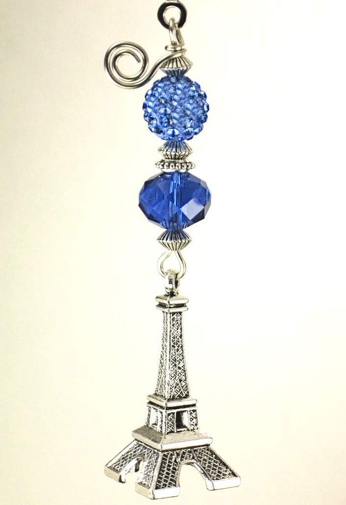 Paris France Brilliant Cobalt Blue Glass Silver French Eiffel