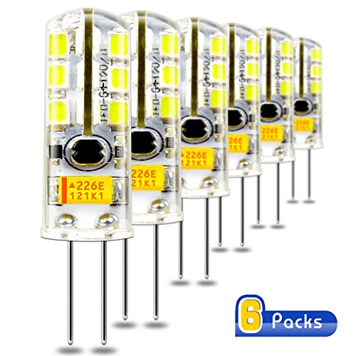 G4 Base LED Light Bulb Halogen Replacement 24 LED 2835 SMD Non-Dimmable 1.5W AC/DC 12V 170LM Lights Bulb Lamps Bright White 6 Packs by COOWOO