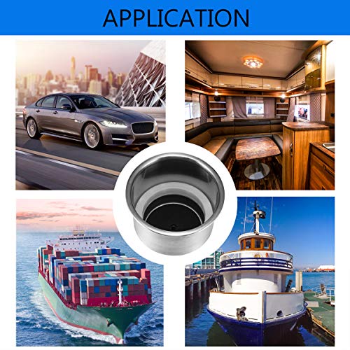Powstro LED Light Drink Holder, 8 LED Recessed Stainless Steel Cup Drink Holder Cup Shape for Car Marine Boat