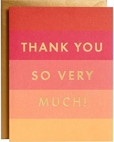 Waste Not Paper, Thank You Greeting Card with Envelope, Color Block Foil, 4.25" x 5.5" (A2 envelope) - Set of 10