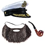 Tigerdoe Sailor Hat - 3 Pc Set - Captain Hat, Pipe
