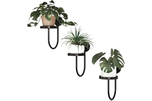 3 Pack Wall Plant Holder Wall Planters Black Metal Plant Wall Shelf Indoor Plants Hanger Modern Wall-Mounted Hanging Planter 