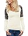 FV RELAY Women's Fashion Leopard Patchwork Tee Crew Neck Long Sleeve T Shirt