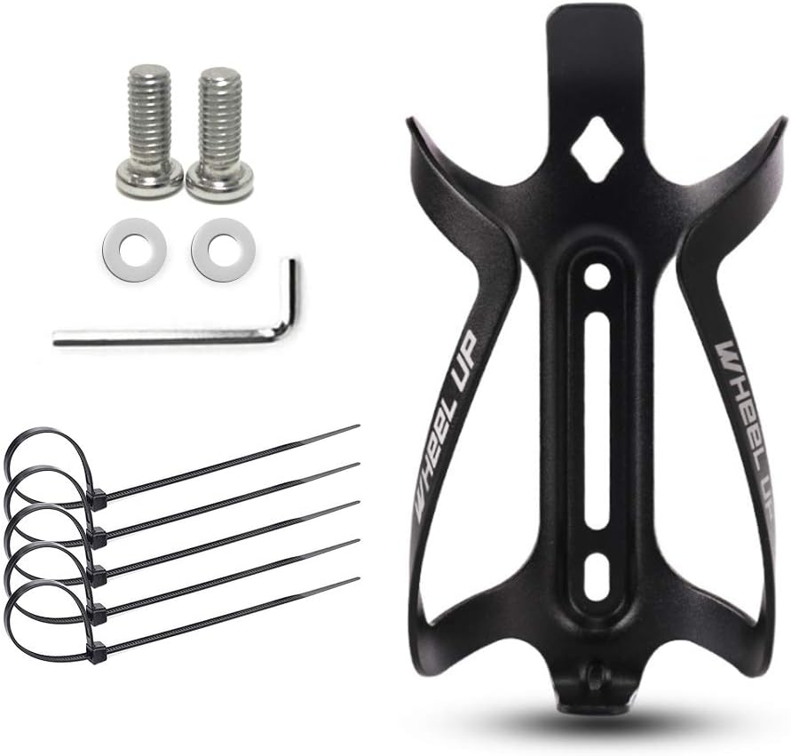 MOCOBO Water Bottle Cage, Bicycle Cup Holder Adjustable and Lightweight Drink Alloy Aluminum Brackets for Road Mountain and Kids Bikes 1PCS Black