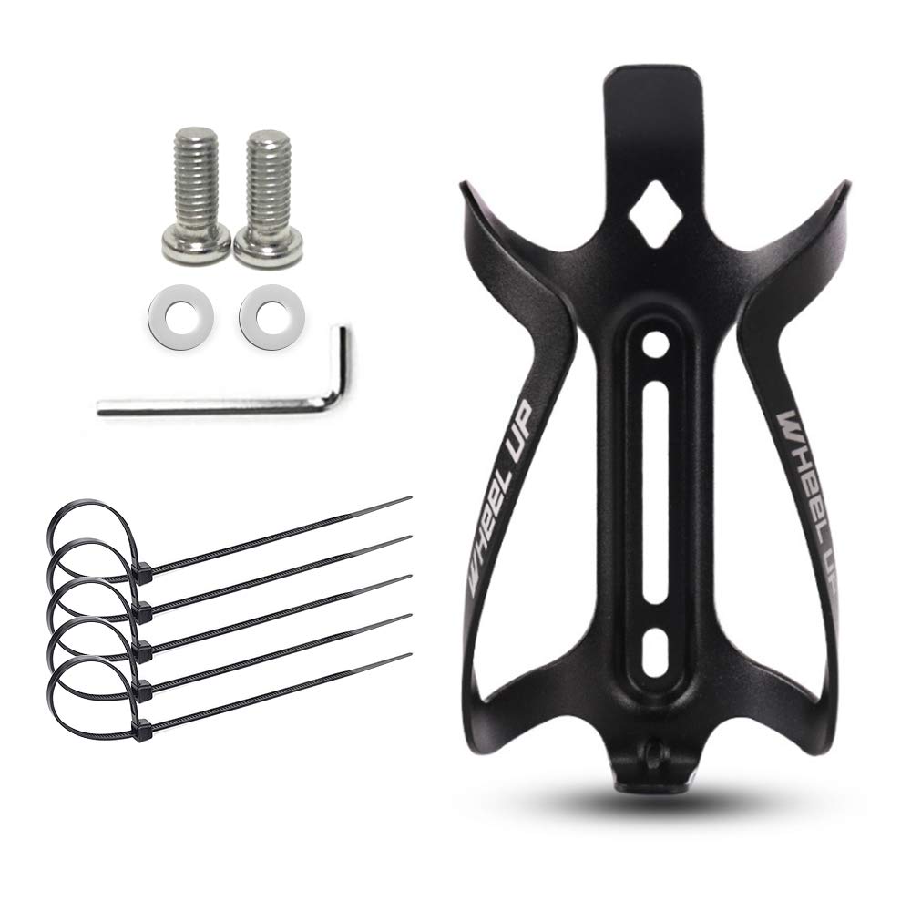 MOCOBO Water Bottle Cage, Bicycle Cup Holder Adjustable and Lightweight Drink Alloy Aluminum Brackets for Road Mountain and Kids Bikes 1PCS Black