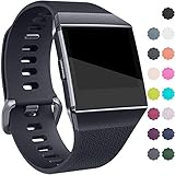Wepro Bands Compatible with Fitbit Ionic SmartWatch, Watch Replacement Sport Strap for Women Men Kids, Buckle, Small, Smoke Gray