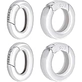 PH PandaHall 4pcs 925 Sterling Silver Spring Gate Ring Round/Oval Necklace Clasps and Closures 10mm Bail Connector Spring Ring Necklace Enhancer Connector Snap Clasps for DIY Jewelry Crafts Making