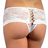 MidLove Women's Plus Size Sexy Lace Crotch-less Panties M-5XL Panty (4X-Large, White)