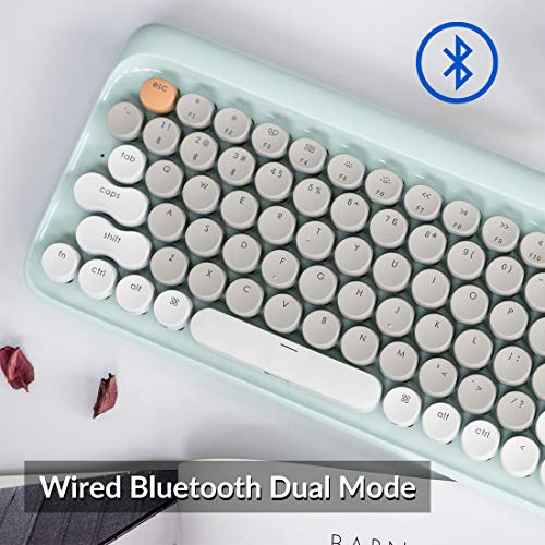 Bluetooth Mechanical Keyboards, LOFREE Four Seasons Retro Vintage Mechanical Keyboard with Gateron Blue Switch/White LED Backlit/USB Wired, Wireless Gaming Mechanical Keyboard for Mac Windows - Thumbnail 2