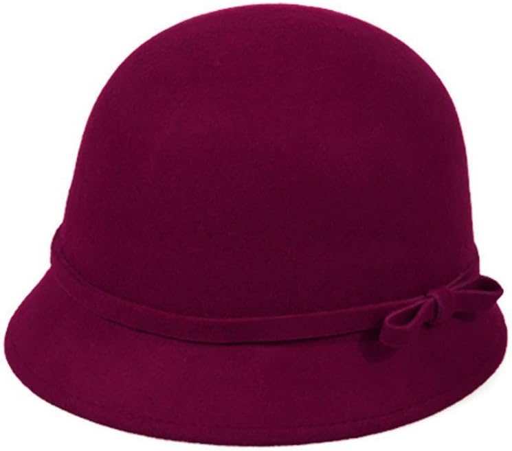 Fire Loli Women Vintage Wool Round Cloche Cap OneSize, Wine