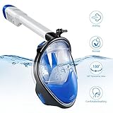 COSUPA Full Face Snorkel Mask, Surface Snorkeling Face Mask for Easy Breathing and Panoramic Vision, with Dry Snorkel, Anti-Fog & Anti-Leak System and GoPro Mount