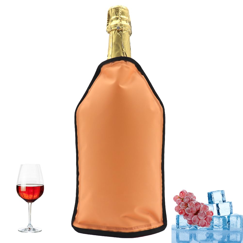 Wine Cooler Sleeve – Rapid Ice Wine Chiller for 750ml Bottles & Champagne – Portable Cooling Gel Jacket with Elastic Sides for Picnics, Dinner Parties & BBQ – Leaks Proof & Durable – Orange — image 1