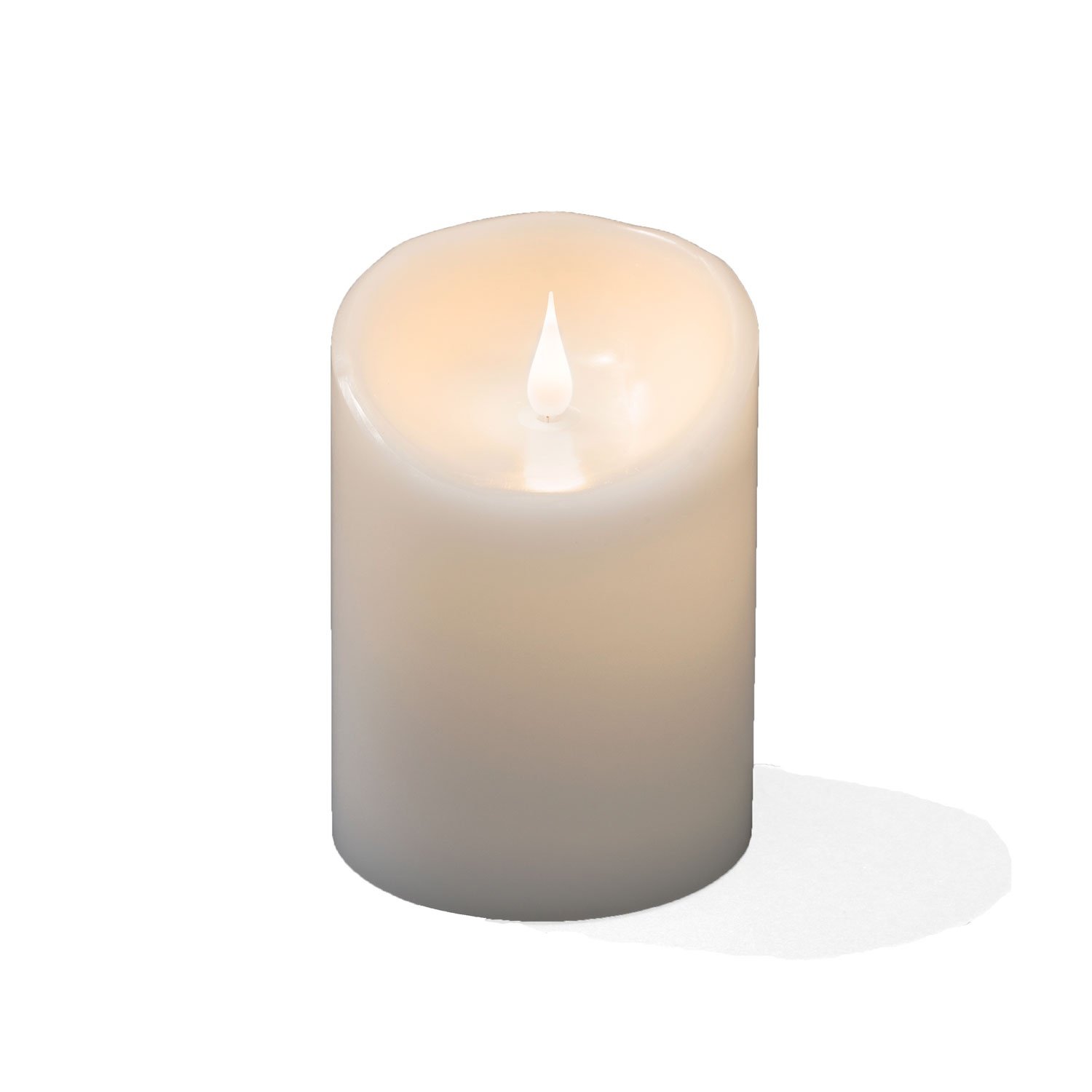 Konstsmide 1840-100 Large Candles/3D Living Operated Flameless Real Wax/Wire Lights/4 or 8 Hour Timer Function/14 x 10 cm/Warm LED, White Battery Candles — image 1
