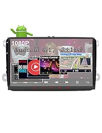 Estéreo Android 8.1 para Volkswagen VW 2 + 16G 9 pulgadas con Canbus Navegación GPS Unidad principal Cable cuádruple Bluetooth OBD WiFi Conexión de espejo Pantalla táctil Radio para coche SWC GPFATTRY
