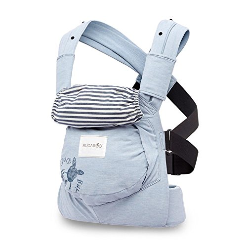 Mamaway Hugaroo Cross Back Temp. Balance Baby / Child Carrier, Extendable Shoulder Strap & Back Lumber Supports, With Hood Cover, Drool Teeth Pad, All Carry Positions, Newborn to Toddler - Blue