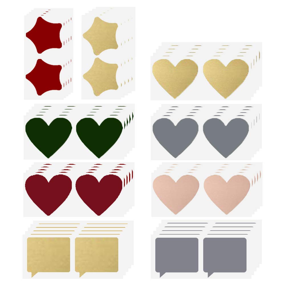 90 pcs Scratch Off Labels Stickers, CNYMANY 3-inch Self-Adhesive Peel and Stick DIY Labels for Scrapbook Games Party Gift Postcard - Heart, Dialog, Star Shaped