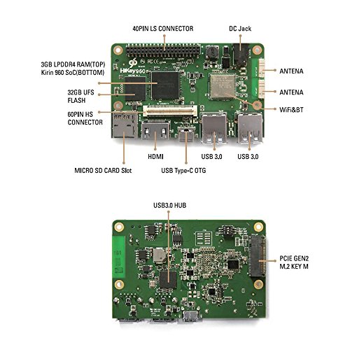 SmartFly info HiKey 960 Single Board Computer Octa core - 96Boards Reference Development Platform (4GB LPDDR4 & 32GB eMMC) Running with AOSP & Linux