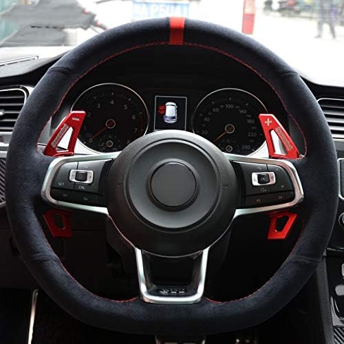 KDKDKLMB steering wheel cover Blue Steering Wheel Cover,for Volkswagen Golf 7 GTI Golf R MK7,for VW Polo GTI Scirocco 2015 2016-Light thread