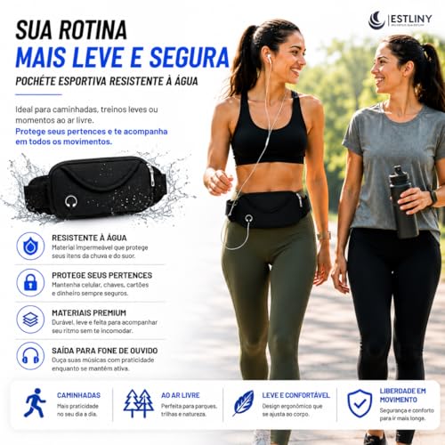 Pochete porta Celular Neoprene Slim, Exercícios, Academia, corrida, pochete esportiva, ombro, doleira, bolsa cintura Sports, transversal porta passaporte (Preto)