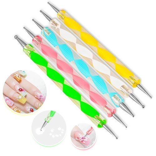 So Beauty 5pc 2 Way Dotting Pen Tool Nail Art Tip Dot Paint Manicure kit