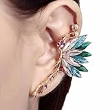 Yoyorule Women Crystal Butterfly Wings Ear Clip Clamp Earring Fashion Jewelry (Green)