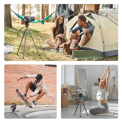 Cayer CH10L Carbon Fiber Tripod with Mini Fluid Head S1, 28" Compact Desktop Tripod for Mirrorless Cameras Camcorder Mobile Phone Webcam