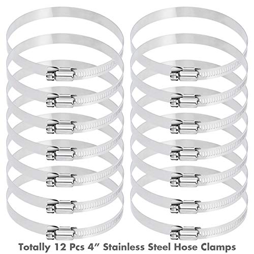Selizo 12Pcs Hose Clamps, 4 Inch Hose Clamp 304 Stainless Steel Hose