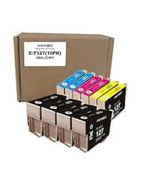 Amanbo Remanufactured Ink Cartridge Replacement for Epson 127XL T127 (4 Black, 2 Cyan, 2 Magenta, 2 Yellow) 10 Pack