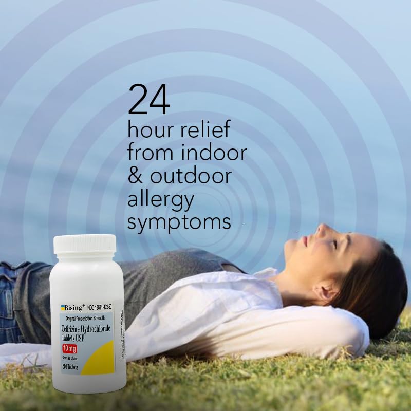 Rising Pharma - Cetirizine HCL 10 mg - Antihistamine Seasonal Allergy Tablets - 100 tablets
