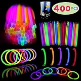 Glow Sticks Bulk 400 8" Glowsticks (Total 800 Pcs 7 Colors); Glow Stick Bracelets; Glow Necklaces; Glow in the Dark, July 4th, Christmas, Halloween Party Supplies Pack, Football Party Supplies